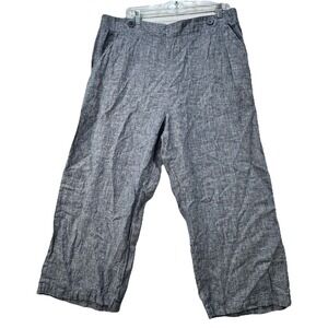 Soft Surroundings 100% Linen Cropped Pull On Pants Womens XL Wide Leg Chambray